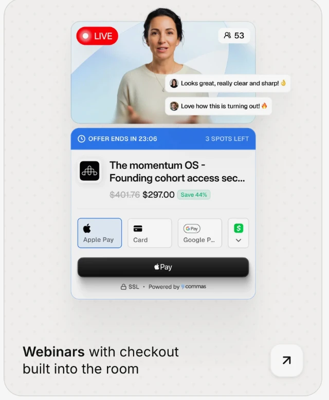 Commas webinar with in-room checkout